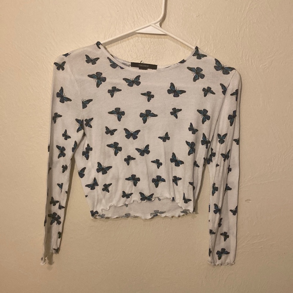 Blue butterfly's long sleeve good for teens